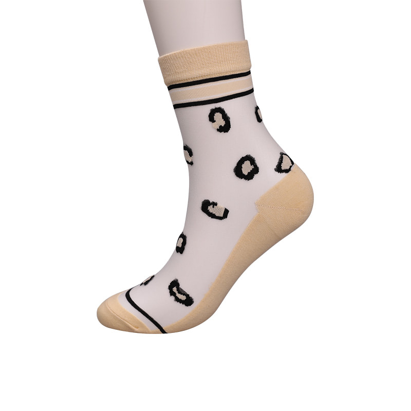 Șosete de damă din mătase din nailon transparent de modă, cu fundul din bumbac, șosete de damă din mătase transparentă, cu flori de leopard, șosete de damă din mătase de cristal WSD1939