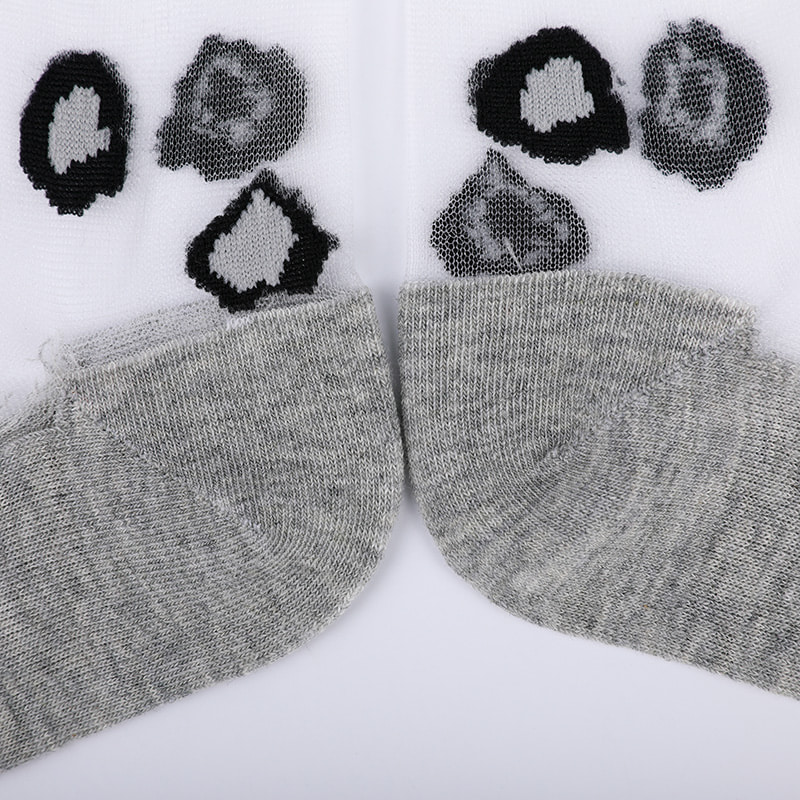 Șosete de damă din mătase din nailon transparent de modă, cu fundul din bumbac, șosete de damă din mătase transparentă, cu flori de leopard, șosete de damă din mătase de cristal WSD1939