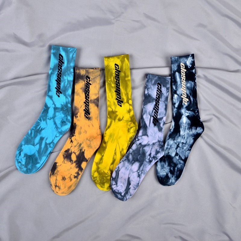 Moda Tie Dye Personalizat Sox Jacquard Oem Crew Street Sport Barbati Print Designer Logo Sosete personalizate