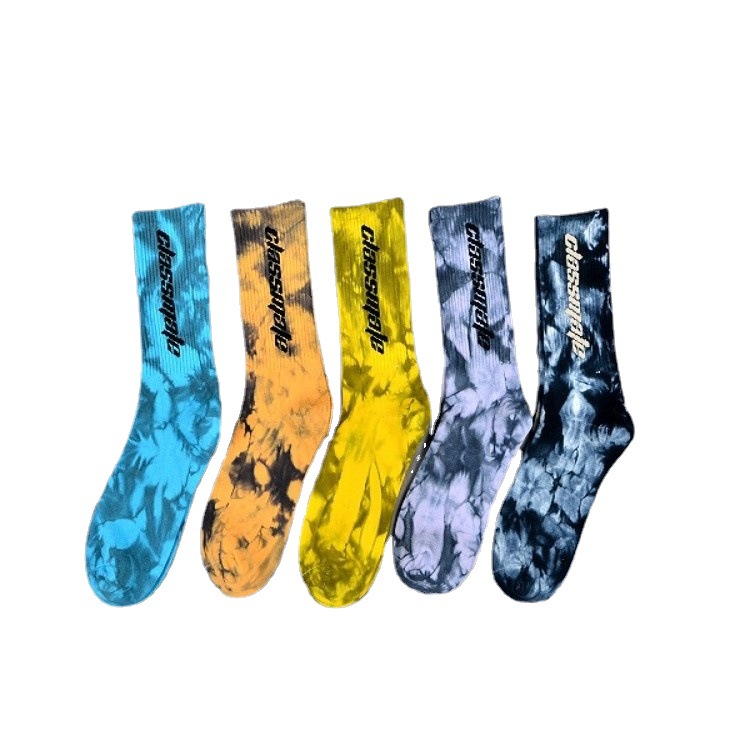 Moda Tie Dye Personalizat Sox Jacquard Oem Crew Street Sport Barbati Print Designer Logo Sosete personalizate